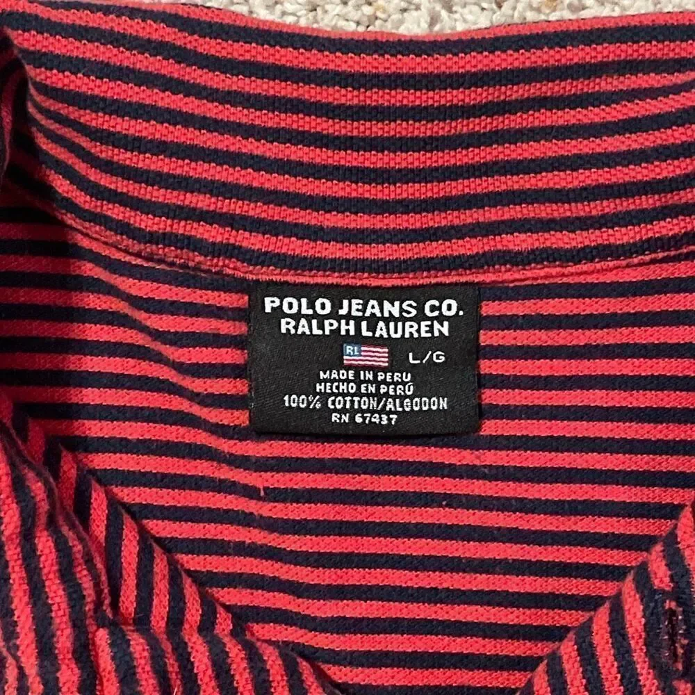Polo Ralph Lauren‎ Striped Polo Shirt 90’s Y2K Vintage Size Large